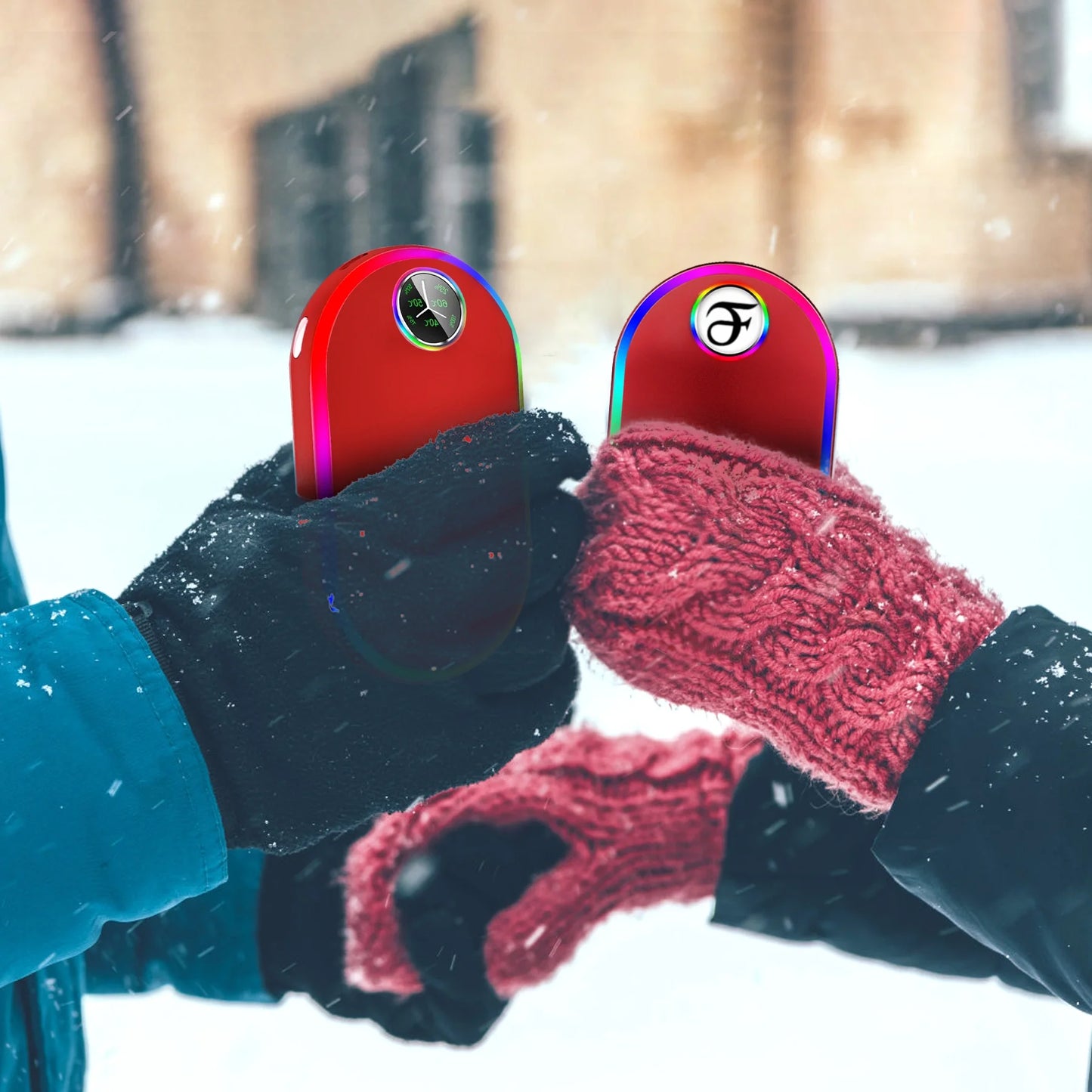 Hand Warmers, 10000Mah Hand Warmers Rechargeable, 7 Changing Colors Lights Electric Hand Warmers, Reusable Hand Warmer for Outdoors, Hunting, Golf, Camping, Red