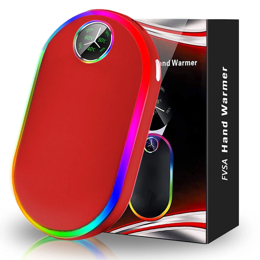 Hand Warmers, 10000Mah Hand Warmers Rechargeable, 7 Changing Colors Lights Electric Hand Warmers, Reusable Hand Warmer for Outdoors, Hunting, Golf, Camping, Red